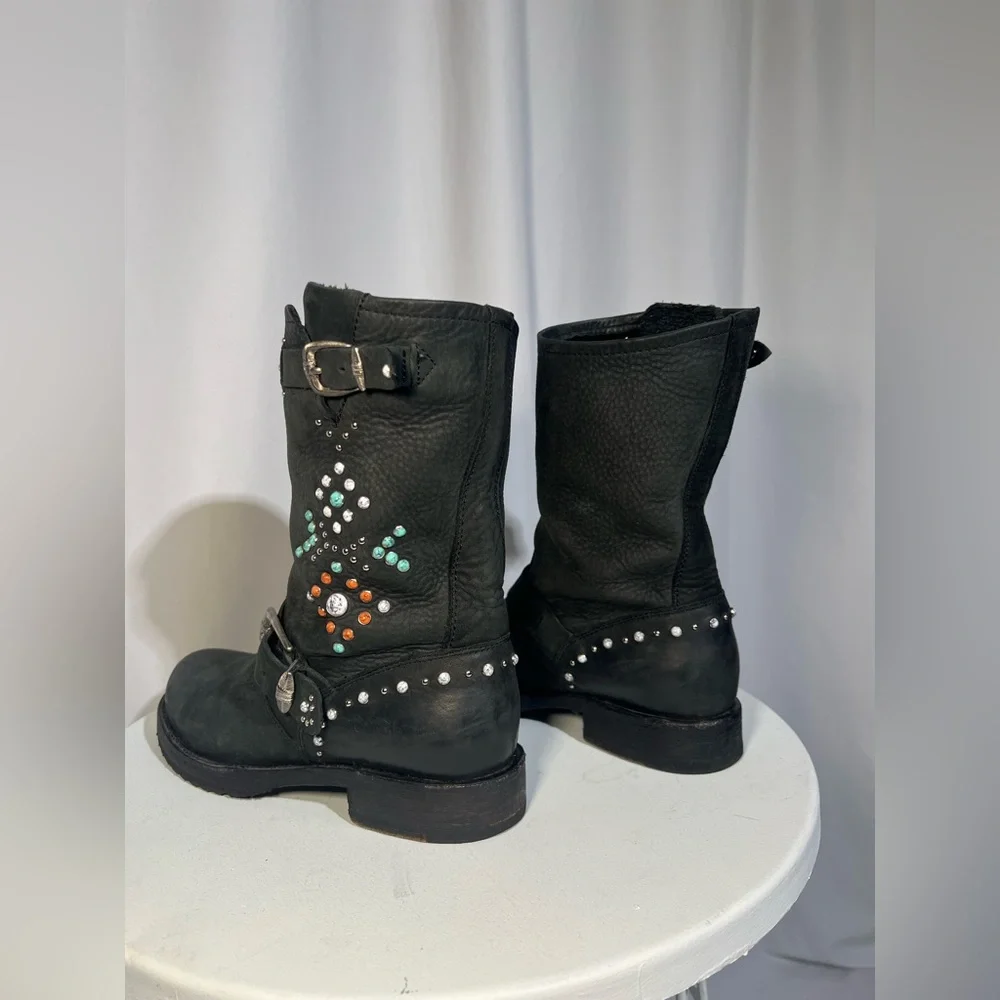 Frye Veronica Studded Stone Motorcycle Boots | 6 - Picture 7 of 14